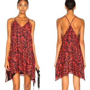 Iro Silk Blend Soul Floral Mini Dress In Black and Red Size S